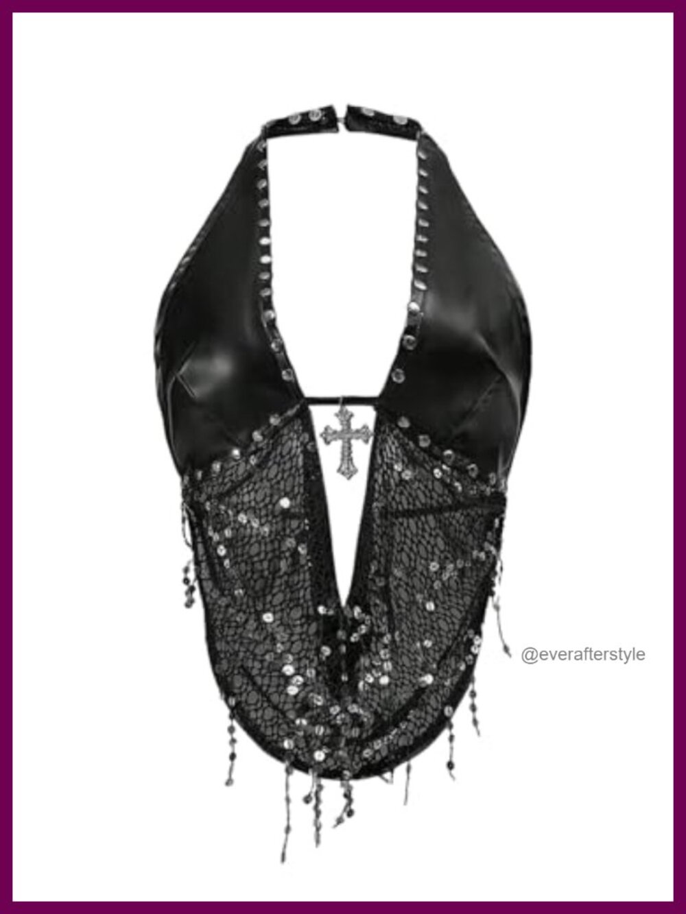 Women's Sequin Studded Halter Top Tie Back Draped Party Cami